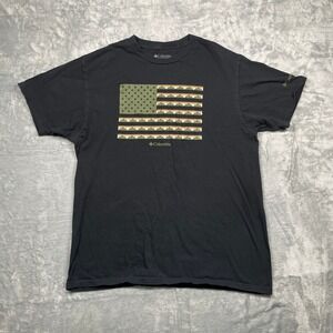 Columbia Sportswear T-Shirt Mens Large Black USA Flag Mountain Graphic Tee